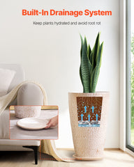 Tall Planter Set of 2 Round Tapered Plant Pots 53 cm for Outdoor Indoor