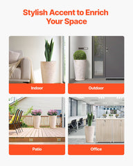 Tall Planter Set of 2 Round Tapered Plant Pots 53 cm for Outdoor Indoor