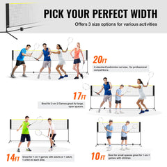 Badminton Net, Height Adjustable Volleyball Net, 10ft Wide Foldable Pickleball Net, Portable Easy Setup Tennis Net Set with Poles, Stand and Carry Bag, for Kids Backyard Game Indoor Outdoor Use