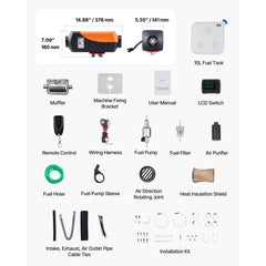 Diesel Air Heater, 8 kW DC12-24V, Fast Heating Diesel Parking Heater with Remote Control and Color Digital Display, 10L Fuel Tank, Low Noise, Voice Announcement, for RV, Truck, Boat and Trailer