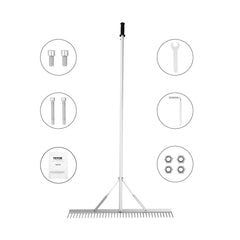 Landscape Rake, 915mm Head Aluminum Landscape Rake, Lake Weed Rake with 1915mm Long Handle, for Loosening Soil, Lawn Care, Weeding Lake, Garden, Pond