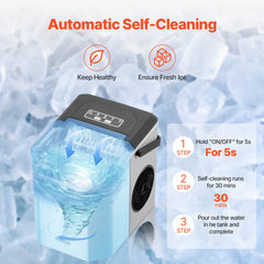 Portable Countertop Ice Maker 26Lbs/24H Self-Cleaning with Scoop Basket