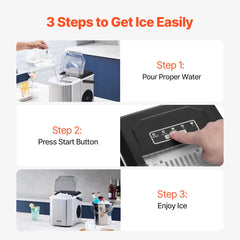 Portable Countertop Ice Maker 26Lbs/24H Self-Cleaning with Scoop Basket