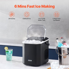 Portable Countertop Ice Maker 26Lbs/24H Self-Cleaning with Scoop Basket