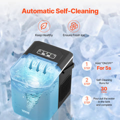 Portable Countertop Ice Maker 26Lbs/24H Self-Cleaning with Scoop Basket