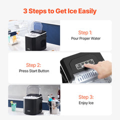 Portable Countertop Ice Maker 26Lbs/24H Self-Cleaning with Scoop Basket