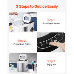 Portable Countertop Ice Maker 33Lbs/24H Self-Cleaning with Scoop Basket