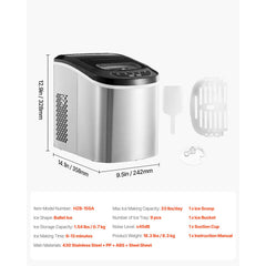 Portable Countertop Ice Maker 33Lbs/24H Self-Cleaning with Scoop Basket
