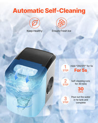 Portable Countertop Ice Maker 33Lbs/24H Self-Cleaning with Scoop Basket