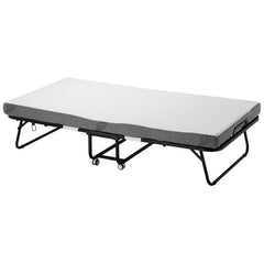 Rollaway Bed, 96.5 cm x 190 cm Folding Bed with 10 cm Mattress, Twin Size Foldable Bed with Sturdy Metal Frame & Memory Foam Mattress, Portable Roll Away Bed with Mattress, for Adults, Guest