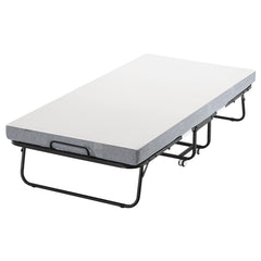 Rollaway Bed, 96.5 cm x 190 cm Folding Bed with 10 cm Mattress, Twin Size Foldable Bed with Sturdy Metal Frame & Memory Foam Mattress, Portable Roll Away Bed with Mattress, for Adults, Guest