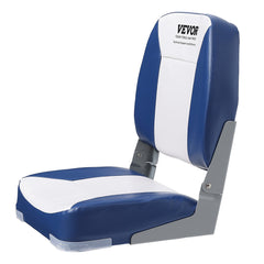 VEVOR Boat Seat, 480 mm Low Back Boat Seat, Folding Boat Chair with Thickened Sponge Padding and Hinge, Fold-Down Boat Captain Chair for Fishing Boat, Sightseeing Boat, Speedboat, Canoe, 1-Piece