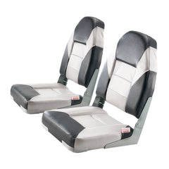 Boat Seat, High Backrest, Folding Fishing Boat Seat with Thickened Sponge Cushion & Waterproof PVC Leather, Aluminum Alloy Hinges, Flip Up Boat Seat for Boats, Yachts, Ships, Black & Grey
