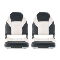 Boat Seat, High Backrest, Folding Fishing Boat Seat with Thickened Sponge Cushion & Waterproof PVC Leather, Aluminum Alloy Hinges, Flip Up Boat Seat for Boats, Yachts, Ships, Black & Grey