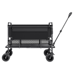 Double Decker Wagon Collapsible, 400L Heavy Duty Folding Wagon Cart, Extended Long Garden Cart with All-Terrain Wheels, Support Up to 450lbs, Outdoor Utility Wagon for Camping, Sports, Shopping