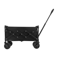Collapsible Wagon Carts, 120L & 225LBS Folding Wagons with All-Terrain Wheels, Heavy Duty Outdoor Utility Cart with Adjustable Handle, Portable Camping Cart for Beach Grocery Garden Black