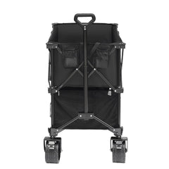 Foldable Double Decker Wagon, 400L Collapsible Wagon Cart with All-Terrain Wheels, Heavy Duty Folding Wagon Cart 350-450 lb Weight Capacity for Camping, Shopping, Garden, 52" Extra Long Extender