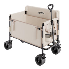 Collapsible Folding Wagon, 550lb Load & 220L, 2 in 1 Foldable Wagon Cart Converts to Bench, Utility Wagon with Adjustable Handle, Outdoor Cart for Groceries Shopping, Camping, Gardening