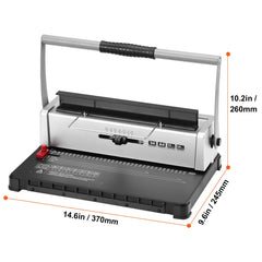 Coil Spiral Binding Machine, Manual Book Maker 34-Holes Binding 120 Sheets, Punch Binder with Adjustable 3/16" - 9/16" Coil Binding Spines and Side Margin, for Letter Size, A4, A5