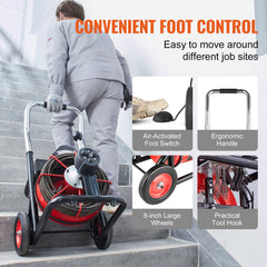 Drain Cleaner Machine Electric Drain Auger 100FT x 3/8 In Auto Feed