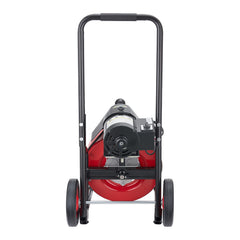 Drain Cleaner Machine 30m x 9.5mm, Auto Feed Sewer Snake Auger on Wheels, Portable Drain Cleaning Machine with 4 Cutters & Air-activated Foot Switch for 50mm to 100mm Pipes