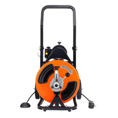 Drain Cleaner Machine 75FT x 3/8Inch, Auto Feed Sewer Snake Auger with 4 Cutter & Air-activated Foot Switch for 2" to 4" Pipes