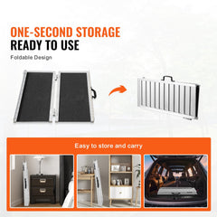 Portable Wheelchair Ramp 2FT, Non-Slip Aluminum Folding Handicap Ramp, Door Threshold Ramps for Wheelchair for Home,Wheel Chair Ramp Steps, Cars, Scooter, Cart, Curbs, Stairs