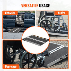 Portable Wheelchair Ramp 2FT, Non-Slip Aluminum Folding Handicap Ramp, Door Threshold Ramps for Wheelchair for Home,Wheel Chair Ramp Steps, Cars, Scooter, Cart, Curbs, Stairs