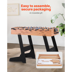 Folding Foosball Table, 106 cm Standard Size Table, Indoor Full Size Foosball Tables for Home, Family, and Game Room, Durable Soccer Set, Includes 2 Balls