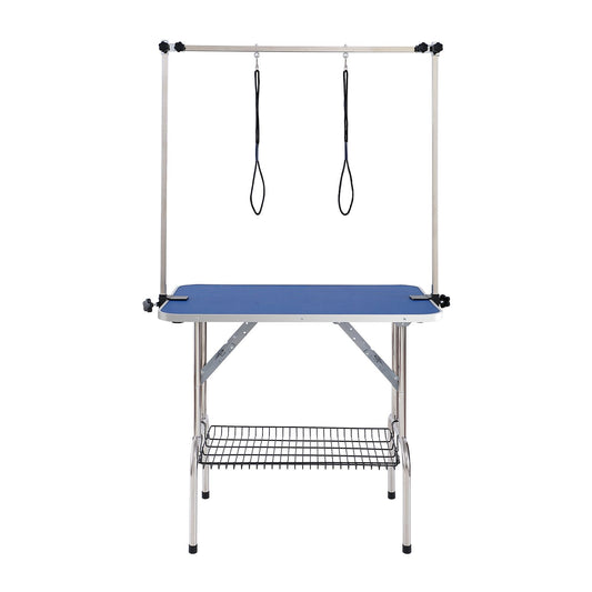 Pet Grooming Table Two Arms with Clamp, 915 x 610mm Dog Grooming Station, Foldable Pets Grooming Stand for Medium and Small Dogs, Free Two No Sit Haunch Holder with Grooming Loop, Bearing 150kg