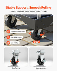 Foldable Push Cart Dolly, 149.69 kg Capacity, Folding Platform Truck with Swivel Wheels, Moving Platform Hand Truck Flatbed Cart, Adjustable Push Handle, for Easy Storage, 680 x 495 x 115 mm