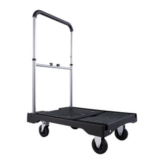 Foldable Push Cart Dolly, 149.69 kg Capacity, Folding Platform Truck with Swivel Wheels, Moving Platform Hand Truck Flatbed Cart, Adjustable Push Handle, for Easy Storage, 680 x 495 x 115 mm