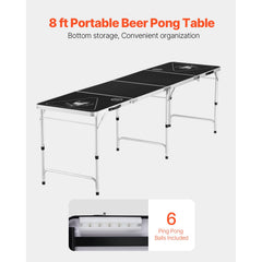 2.4 m Folding Beer Pong Tailgate Table Party Drinking Game Carrying Handle