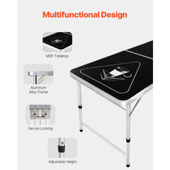 2.4 m Folding Beer Pong Tailgate Table Party Drinking Game Carrying Handle