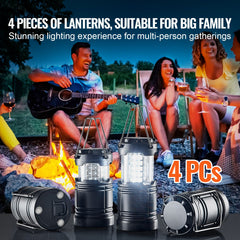 LED Camping Lanterns Collapsible Battery Powered Flashlights Set of 4