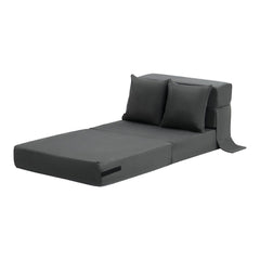 Folding Sofa Bed, 3-in-1 Foldable Couch Bed with 2 Pillows and Washable Cover, 25D High Density Memory Foam Convertible Sleeper Chair Bed, Futon Couch for Living Room, Bedroom, Dark Grey(Single)