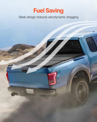 Tri-Fold Truck Bed Tonneau Cover, Compatible with 2015-2024 Ford F-150, 2004 mm Bed, Only Fit 2004 x 1656 mm Inside Bed, 181.4 kg Load Capacity with Built-in LED Light, Quick Folding, Black