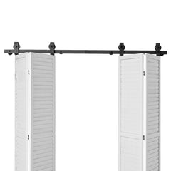 Bi-Folding Sliding Barn Door Hardware Track Kit, 64" Top Mount Track Kit, Slide Smoothly & Quietly, Heavy Duty, Easy to Install, Suitable for Four 15" Closet Pantry Laundry Doors (Not Included)