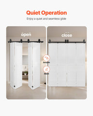 Bi-Folding Sliding Barn Door Hardware Track Kit, 52" Top Mount Track Kit, Slide Smoothly & Quietly, Heavy Duty, Easy to Install, Suitable for Four 12" Closet Pantry Laundry Doors (Not Included)