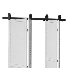 Bi-Folding Sliding Barn Door Hardware Track Kit, 52" Top Mount Track Kit, Slide Smoothly & Quietly, Heavy Duty, Easy to Install, Suitable for Four 12" Closet Pantry Laundry Doors (Not Included)