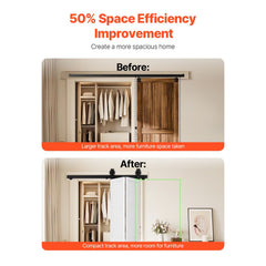Bi-Folding Sliding Barn Door Hardware Track Kit 40" for Two 18" Doors