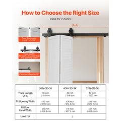 Bi-Folding Sliding Barn Door Hardware Track Kit 40" for Two 18" Doors
