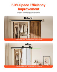 Bi-Folding Sliding Barn Door Hardware Track Kit 40" for Two 18" Doors