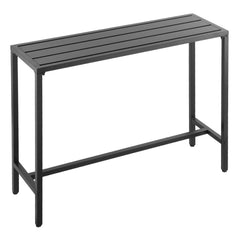 Outdoor Bar Table, 120 x 37.5 cm Patio Bar Table, Waterproof Top & Sturdy Metal Frame, Rectangle Counter Height Dining Tables, Outdoor Furniture for Balcony, Yard, Hot Tub, Poolside, Indoor