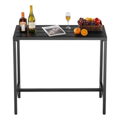 Outdoor Bar Table, 120 x 37.5 cm Patio Bar Table, Waterproof Top & Sturdy Metal Frame, Rectangle Counter Height Dining Tables, Outdoor Furniture for Balcony, Yard, Hot Tub, Poolside, Indoor