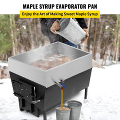 Maple Syrup Evaporator Pan 76x41x24 cm Stainless Steel Maple Syrup Boiling Pan with Valve for Boiling Maple Syrup