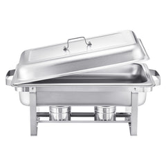 8 Qt 6 Pack Rectangle Chafing Dish Buffet Set Fullsize Pan Stainless Steel