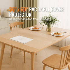 Plastic Table Cover, 36 x 60 Inch 1.5 mm Thick Frosted Table Protector, Rectangle PVC Desk Mat, Waterproof & Easy Cleaning Desk Pad Tablecloth, for Office Dresser Dining Room Table Night Stand