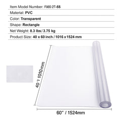 Plastic Table Cover, 40 x 60 Inch 2.0 mm Thick Clear Table Protector, Rectangle PVC Desk Mat, Waterproof & Easy Cleaning Desk Pad Tablecloth, for Office Dresser Dining Room Table Night Stand
