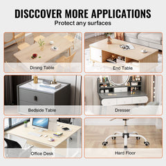 Plastic Table Cover, 42 x 60 Inch 2.0 mm Thick Clear Table Protector, Rectangle PVC Desk Mat, Waterproof & Easy Cleaning Desk Pad Tablecloth, for Office Dresser Dining Room Table Night Stand
